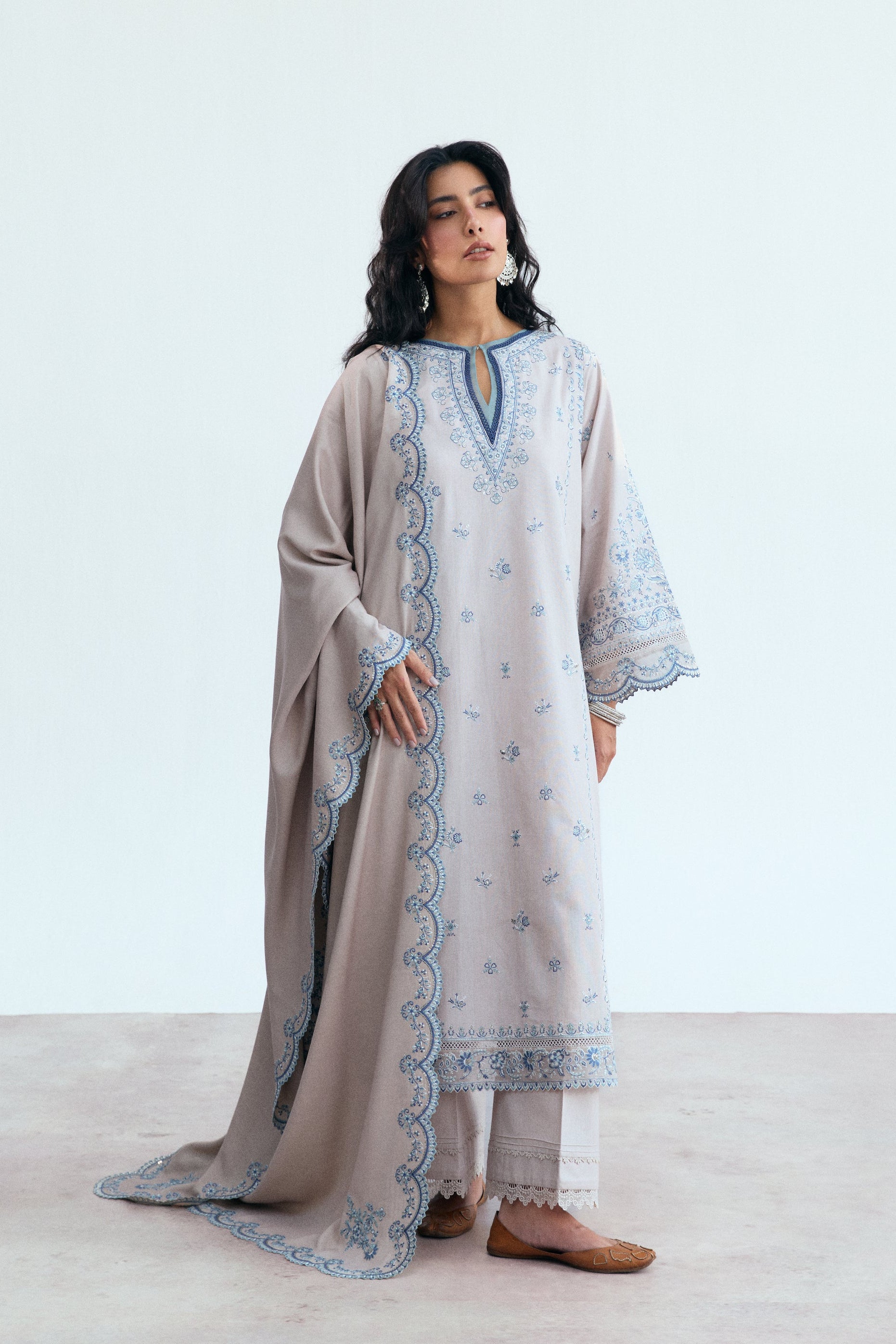 Khaddar linen casual salwar kameez for women