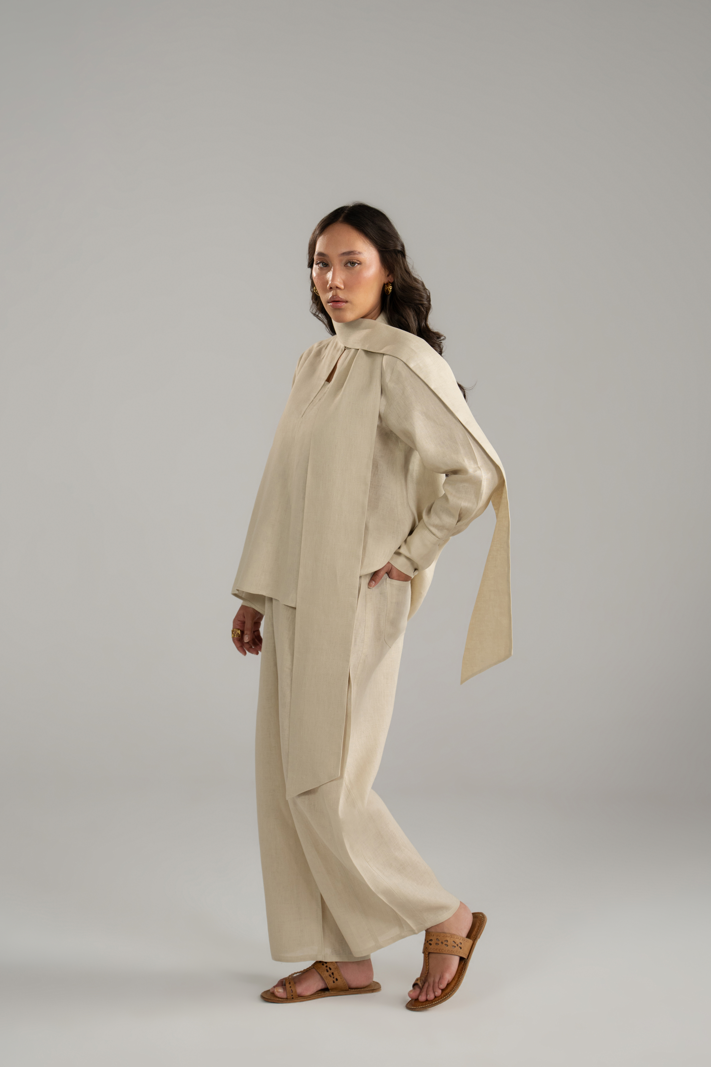 Keyhole Blouse and Balloon Trouser Co-ord