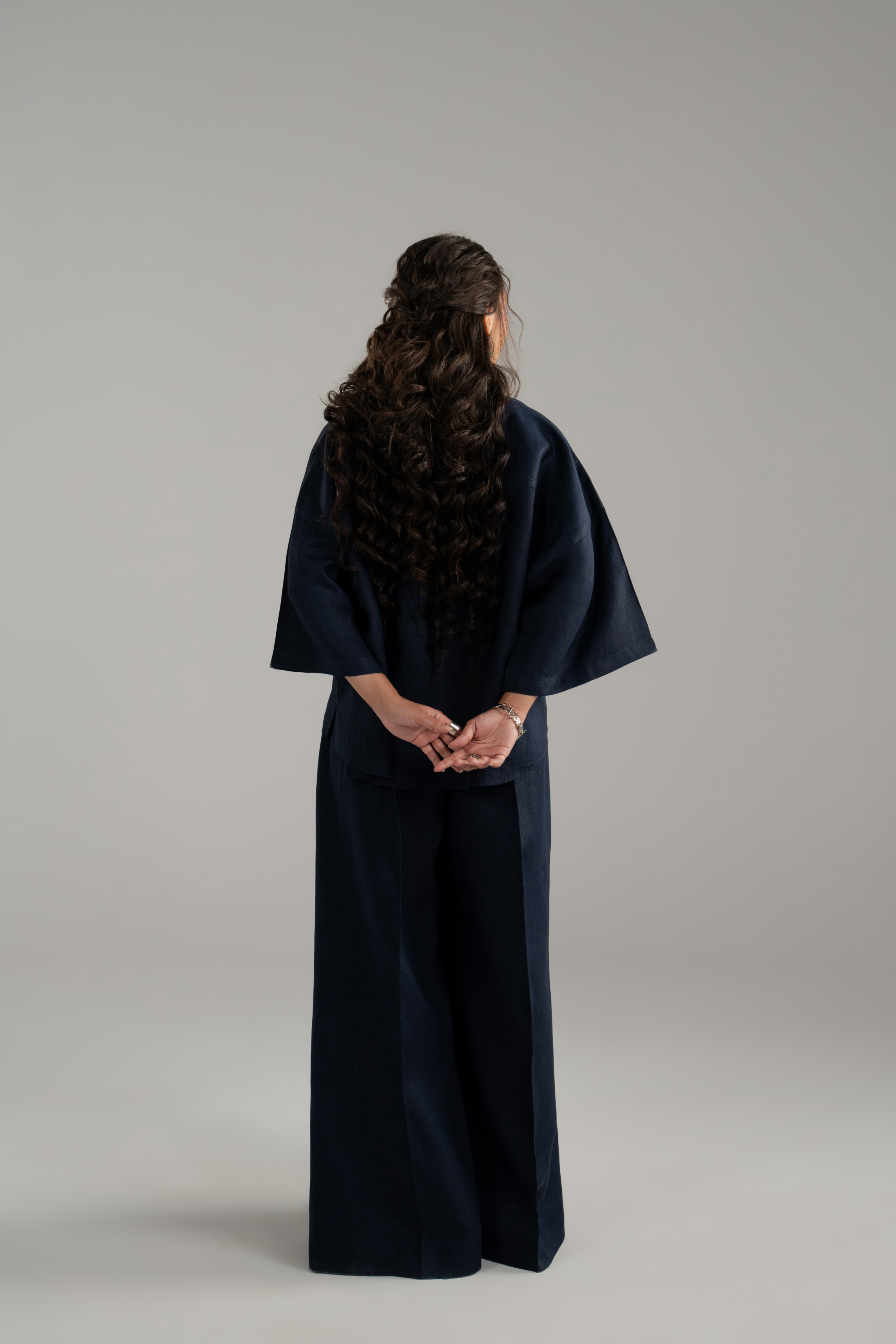 Linen Cropped Shirt and Wide Trouser Set