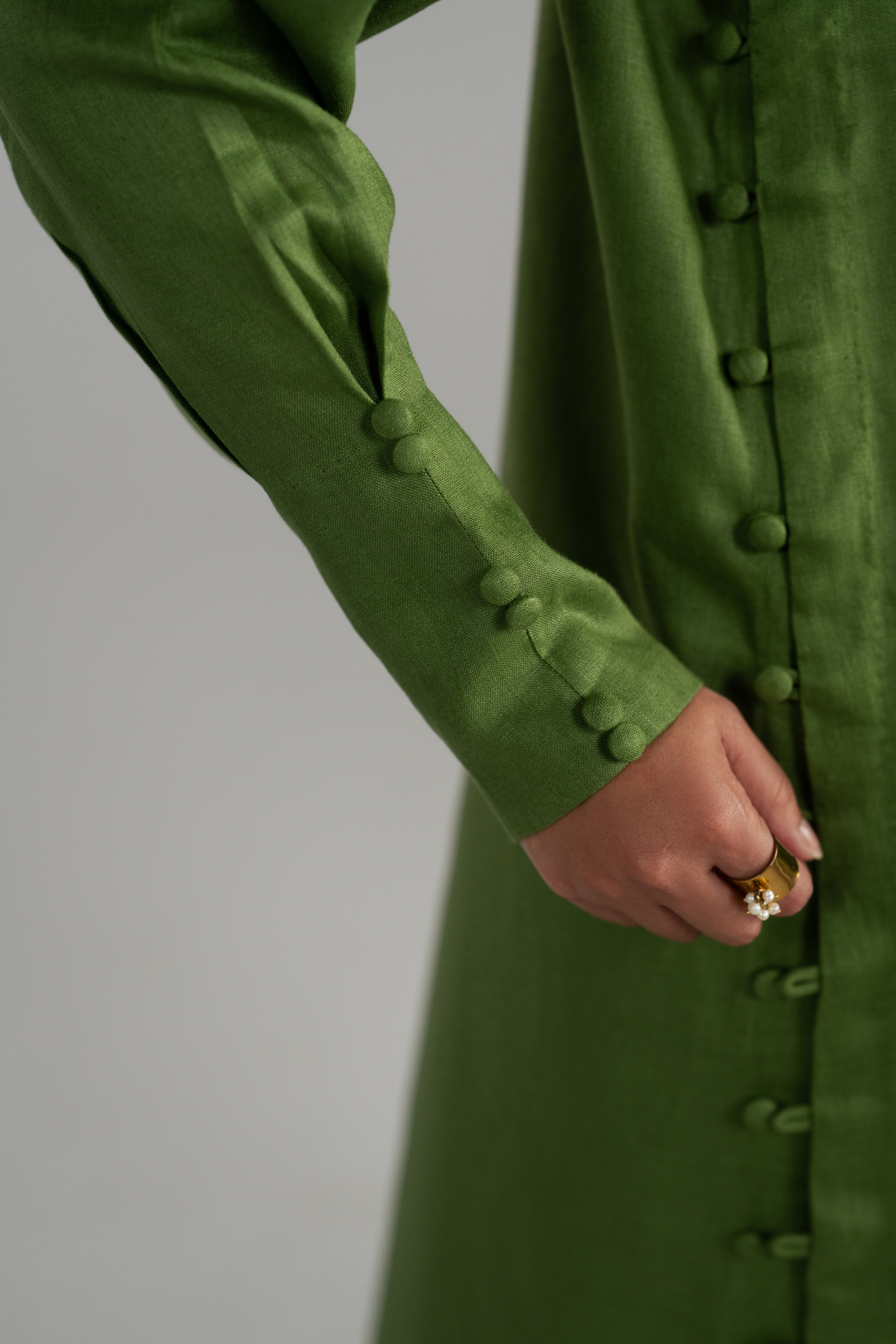 Green Longline Button Detail Set