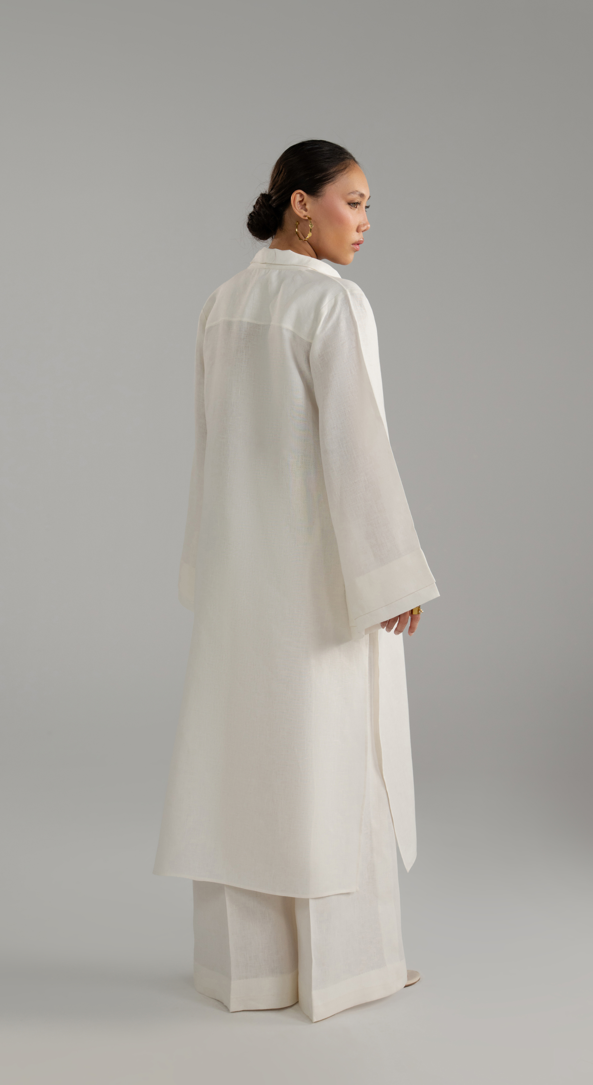 White Long tunic With Scarf Set