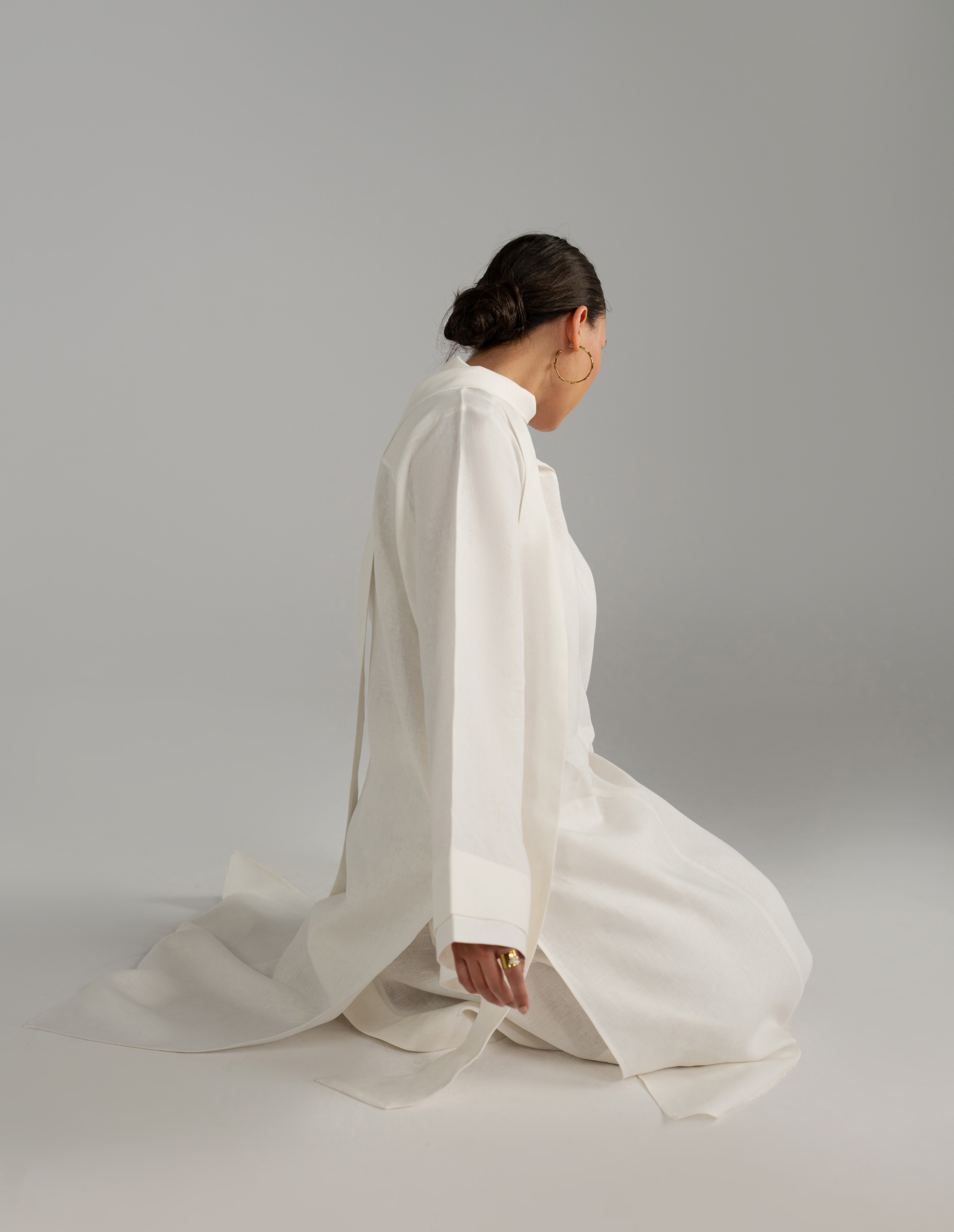 White Long tunic With Scarf Set
