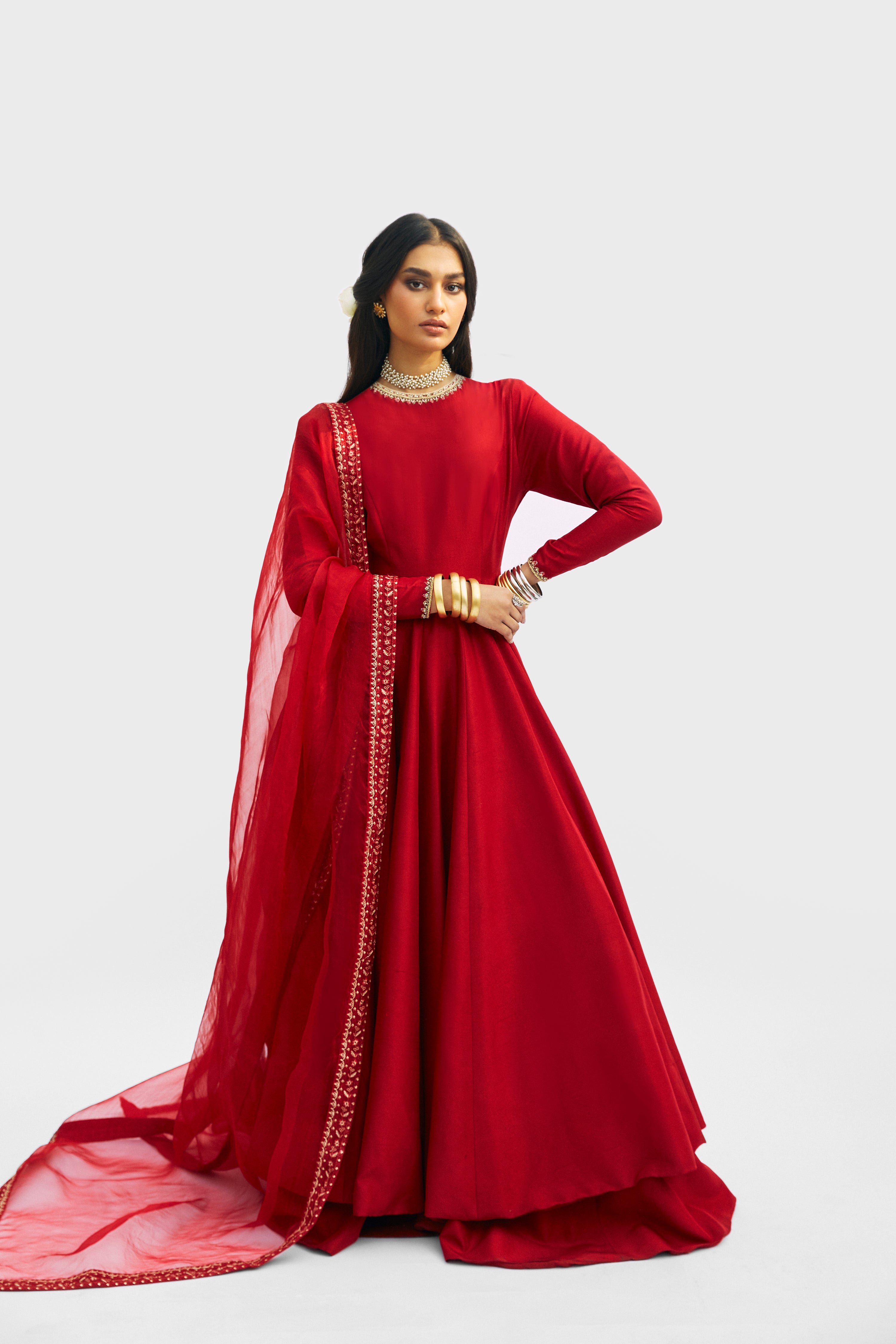 Modest Red Peshwas Set